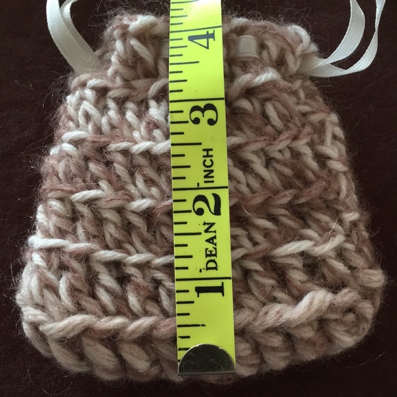 HAND CRAFTED 3 Mini Bags Boho Drawstring Crochet Tan Black Red - Picture 6 of 12